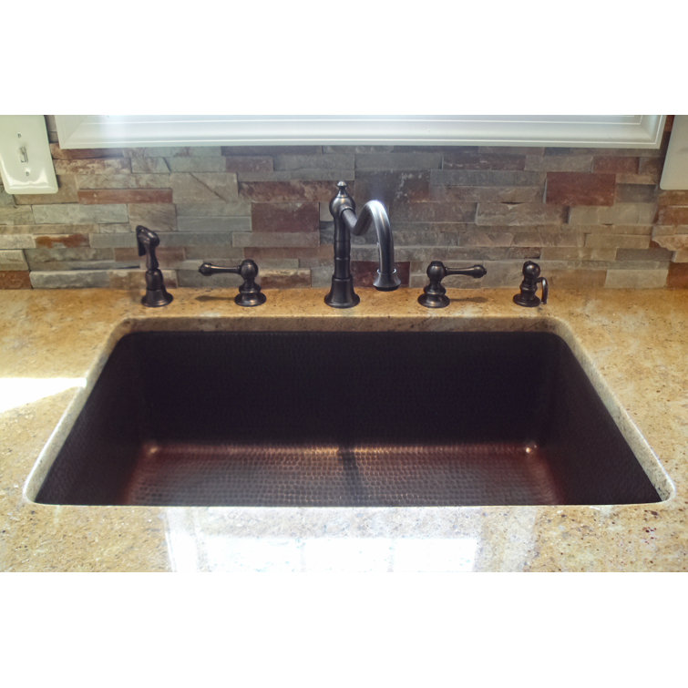 30" Hammered Copper Single Basin Drop-In Kitchen Sink