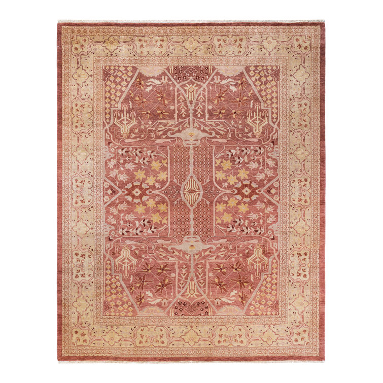 Hand-Knotted Floral Wool Area Rug 8'3" x 10'6" in Pink