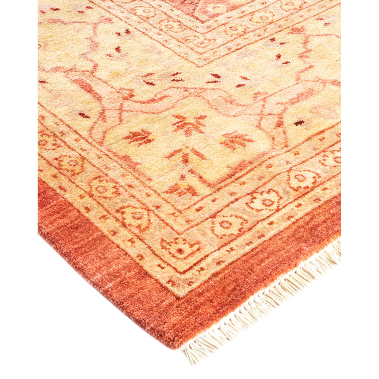 Hand-Knotted Floral Wool Area Rug 8'3" x 10'6" in Pink