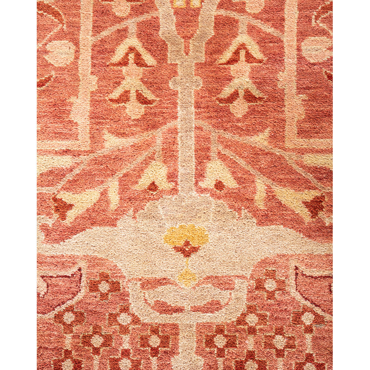 Hand-Knotted Floral Wool Area Rug 8'3" x 10'6" in Pink