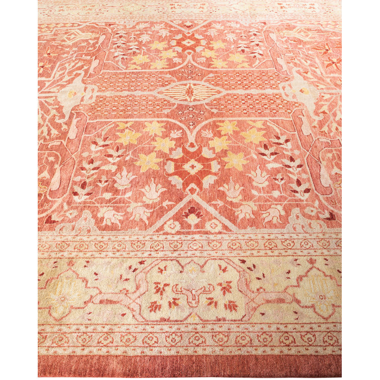 Hand-Knotted Floral Wool Area Rug 8'3" x 10'6" in Pink
