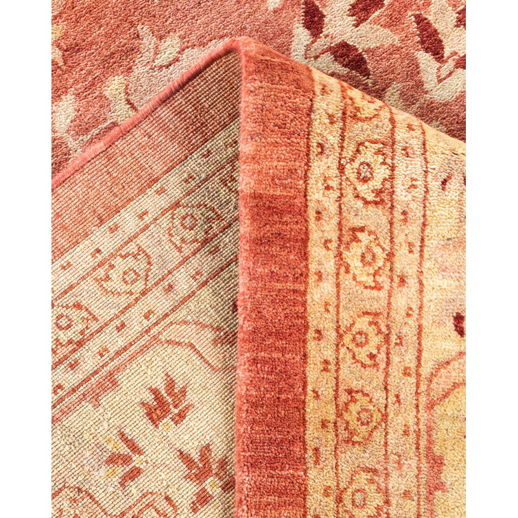 Hand-Knotted Floral Wool Area Rug 8'3" x 10'6" in Pink