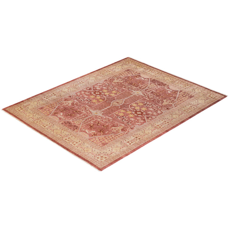 Hand-Knotted Floral Wool Area Rug 8'3" x 10'6" in Pink