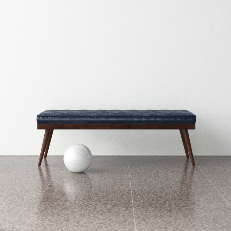 Athan Midnight Blue Full-Grain Italian Leather 55" Bench