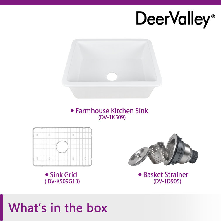 White Fireclay 27" Single Bowl Drop-In Kitchen Sink