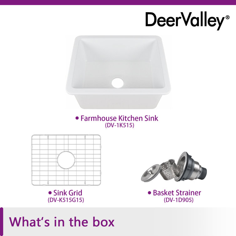 24" White Fireclay Drop-In Farmhouse Kitchen Sink