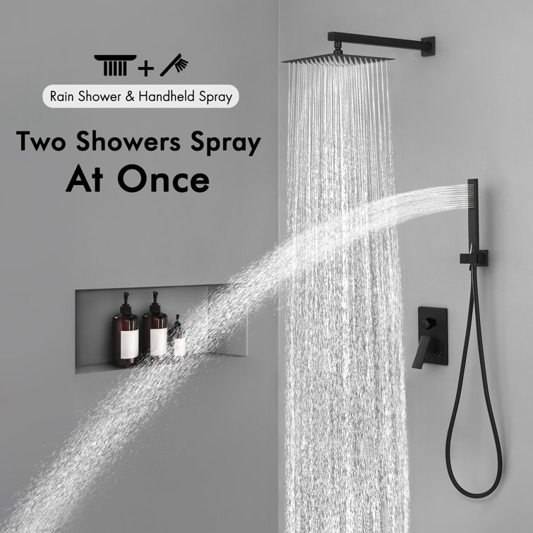 Matte Black Multi-Head Rain Shower System with Handheld