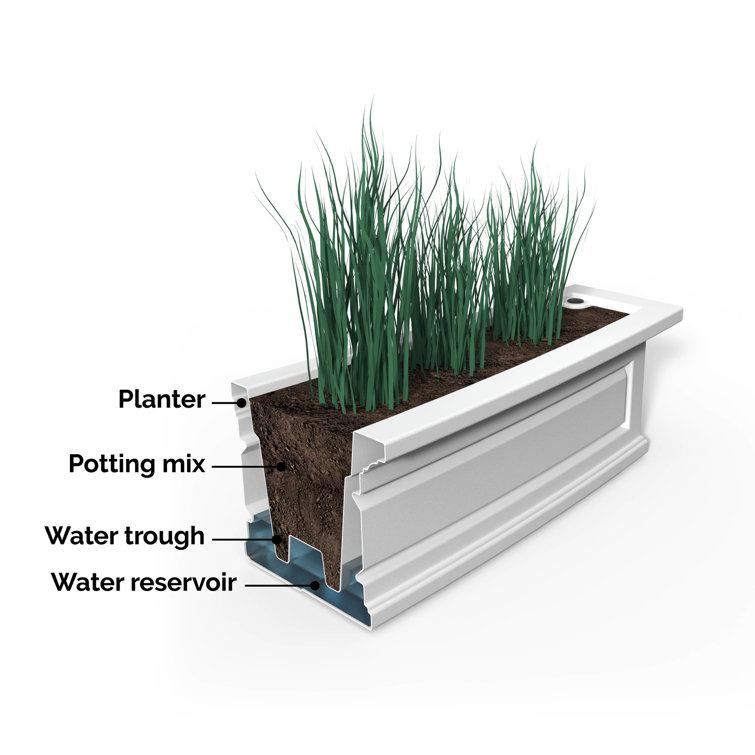 Espresso Polyethylene Self-Watering Outdoor Window Box Planter