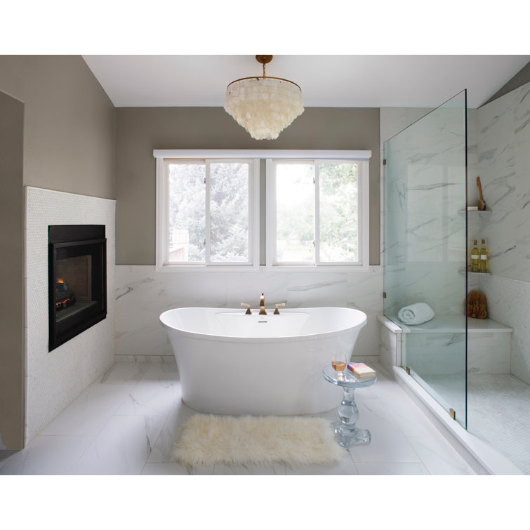 Studio 60'' White Acrylic Freestanding Soaking Bathtub
