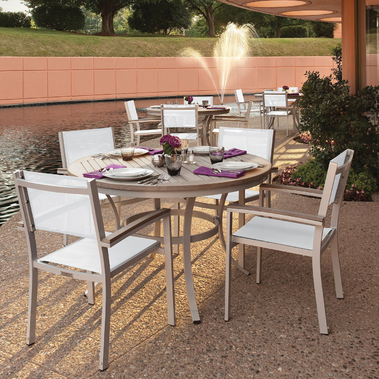Travira Tekwood Vintage Round Outdoor Dining Table with Aluminum Frame
