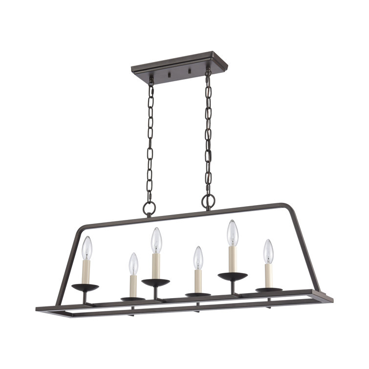 Old Bronze 6-Light Metal Kitchen Island Pendant