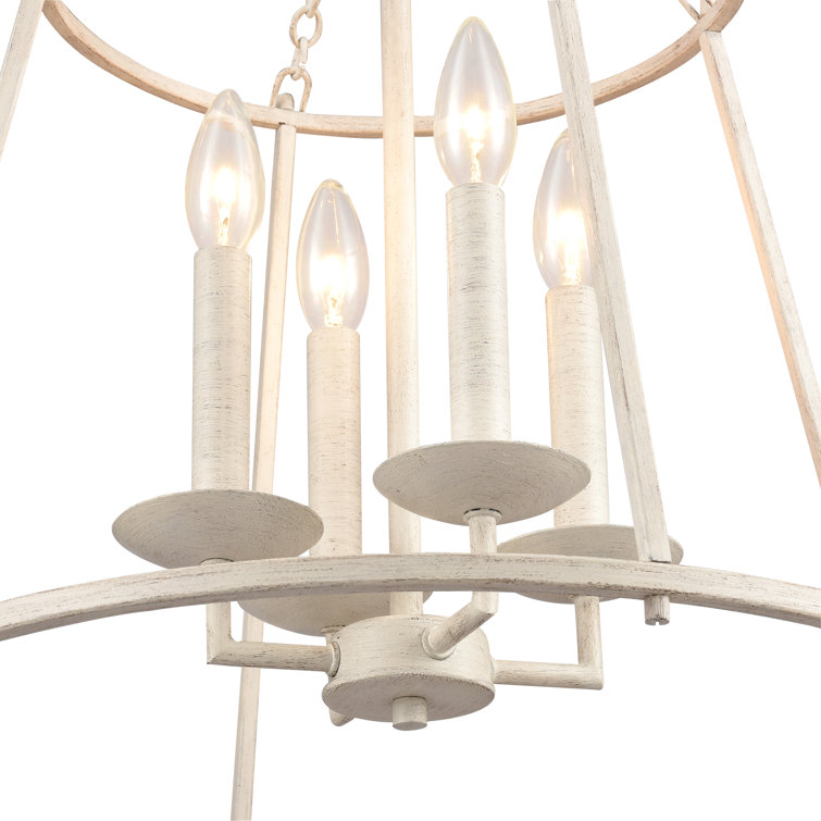 Antique White 4-Light Geometric Lantern Pendant