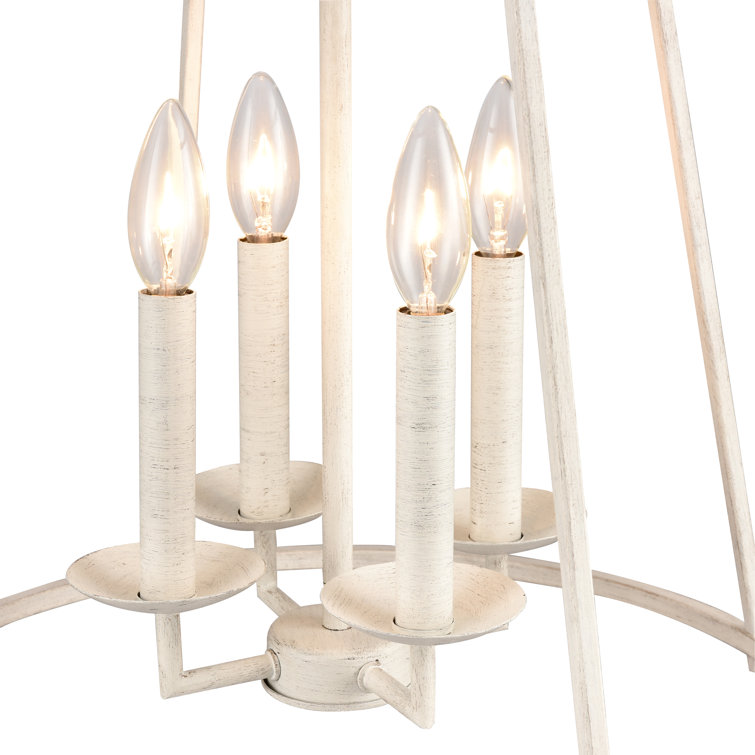 Antique White 4-Light Geometric Lantern Pendant