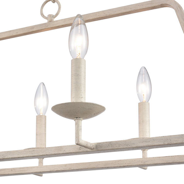 Antique White Steel 6-Light Kitchen Island Pendant