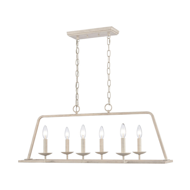 Antique White Steel 6-Light Kitchen Island Pendant