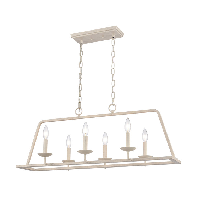 Antique White Steel 6-Light Kitchen Island Pendant