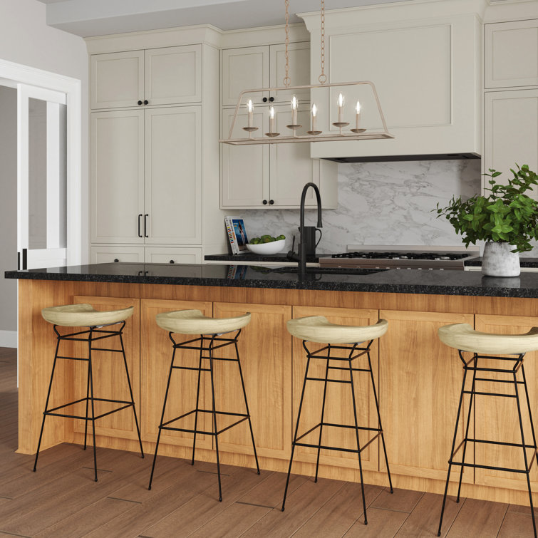 Antique White Steel 6-Light Kitchen Island Pendant