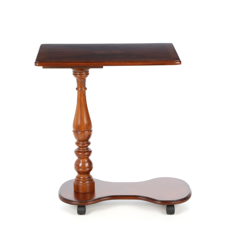 Medium Brown Rectangular Wood Tray Table with Casters