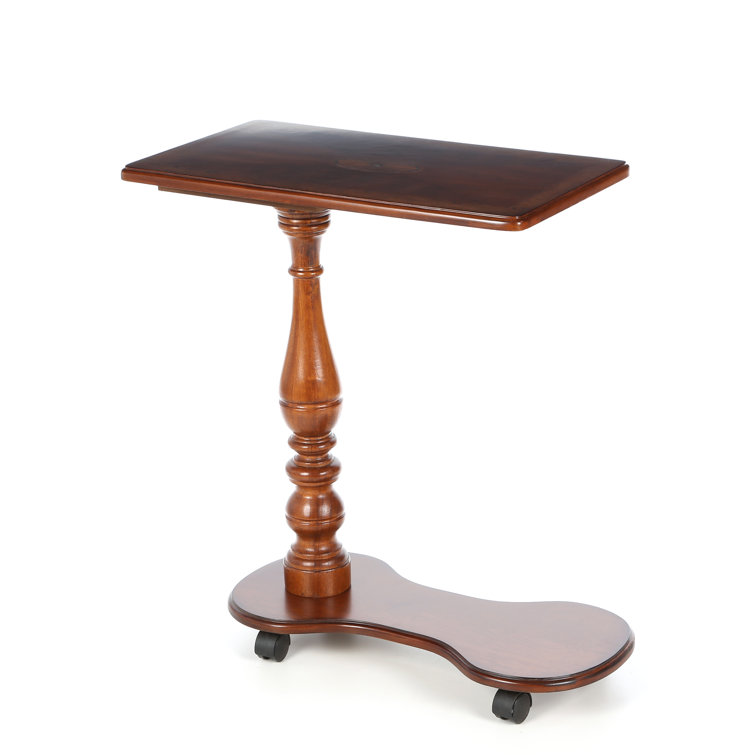 Medium Brown Rectangular Wood Tray Table with Casters