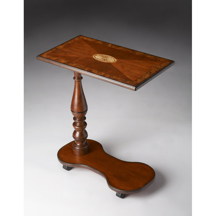 Medium Brown Rectangular Wood Tray Table with Casters