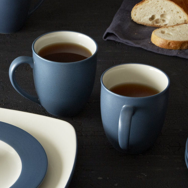 Blue Ceramic 12 oz. Microwave Safe Mug Set
