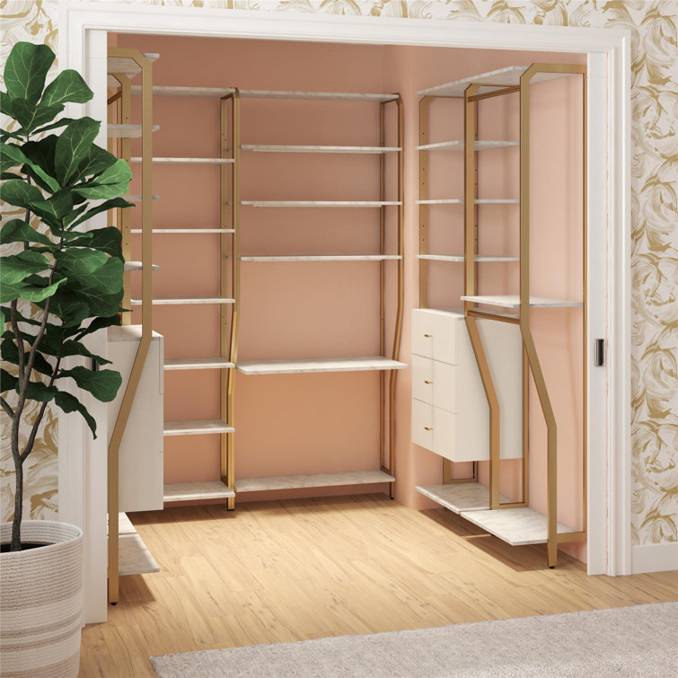 Gwyneth 55" White Marble Closet Organizer with 3 Drawers