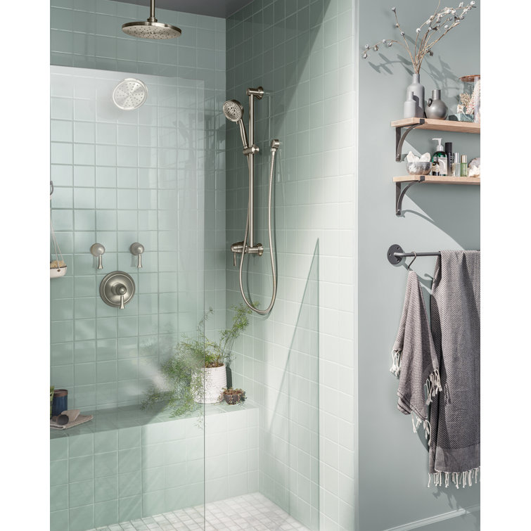 Brushed Nickel Handheld Showerhead with Adjustable Slide Bar