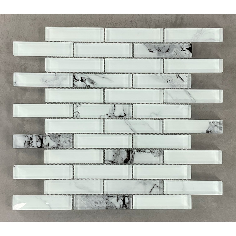 Statuary Extra White Glass Mosaic Wall Tile Set