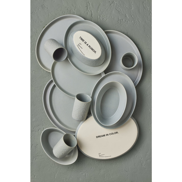 Katachi Light Gray Ceramic 16-Piece Dinnerware Set