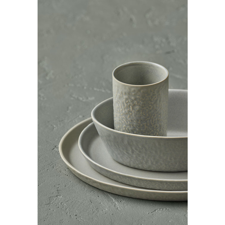 Katachi Light Gray Ceramic 16-Piece Dinnerware Set