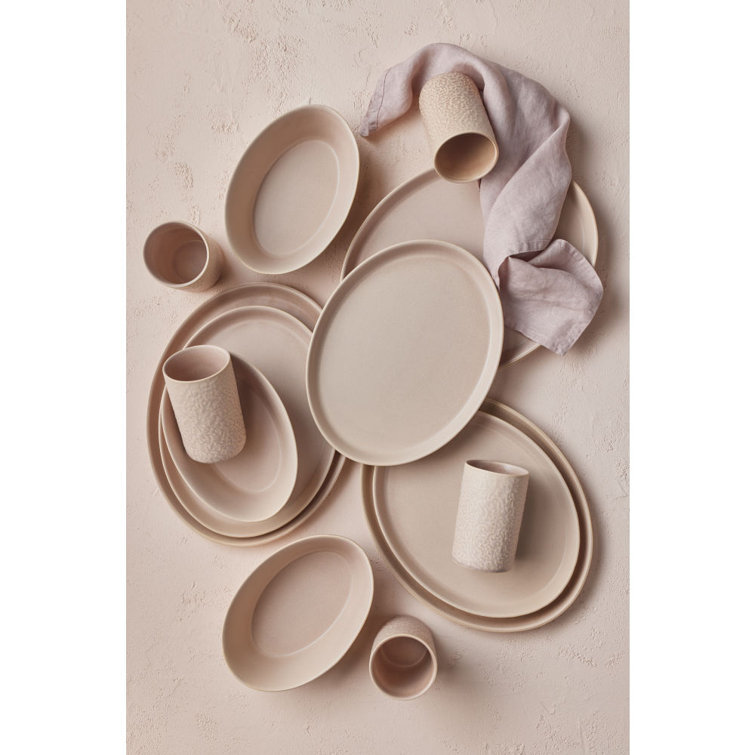Nude Ceramic Minimalist 16-Piece Dinnerware Set