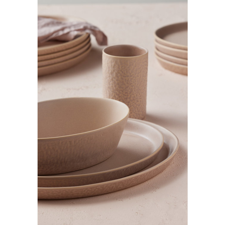Nude Ceramic Minimalist 16-Piece Dinnerware Set
