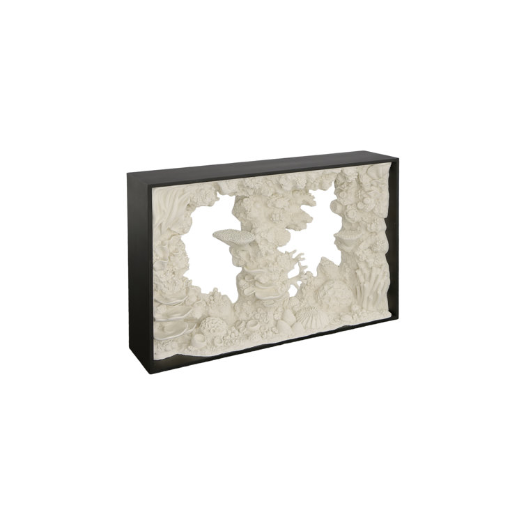 Off-White and Black Wood Metal Reef Console Table