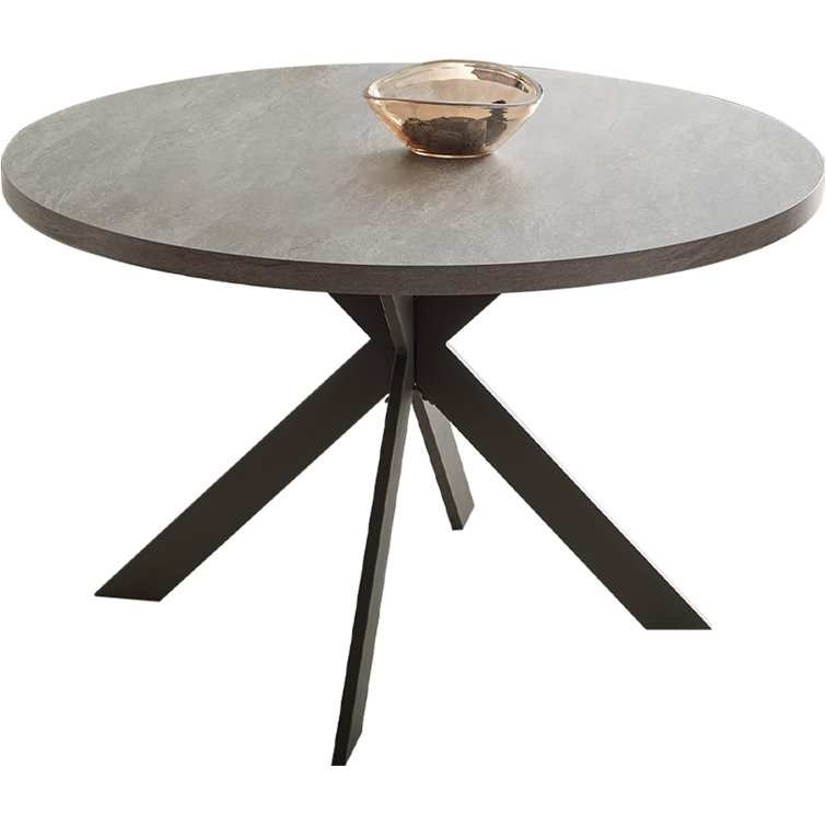 47'' Round Gray MDF Dining Table with Steel Legs