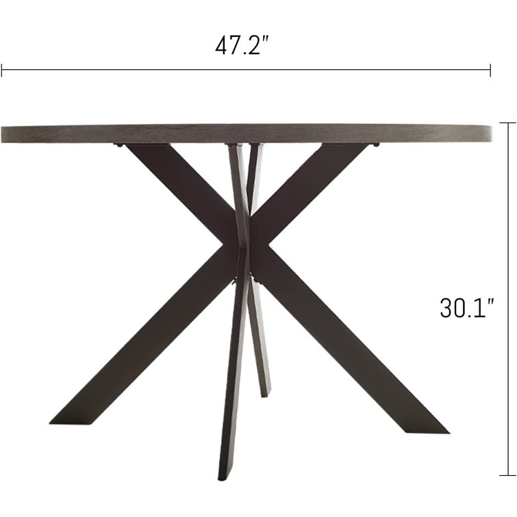 47'' Round Gray MDF Dining Table with Steel Legs