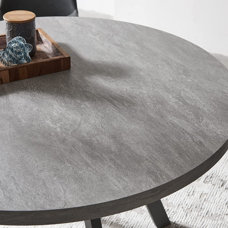 47'' Round Gray MDF Dining Table with Steel Legs