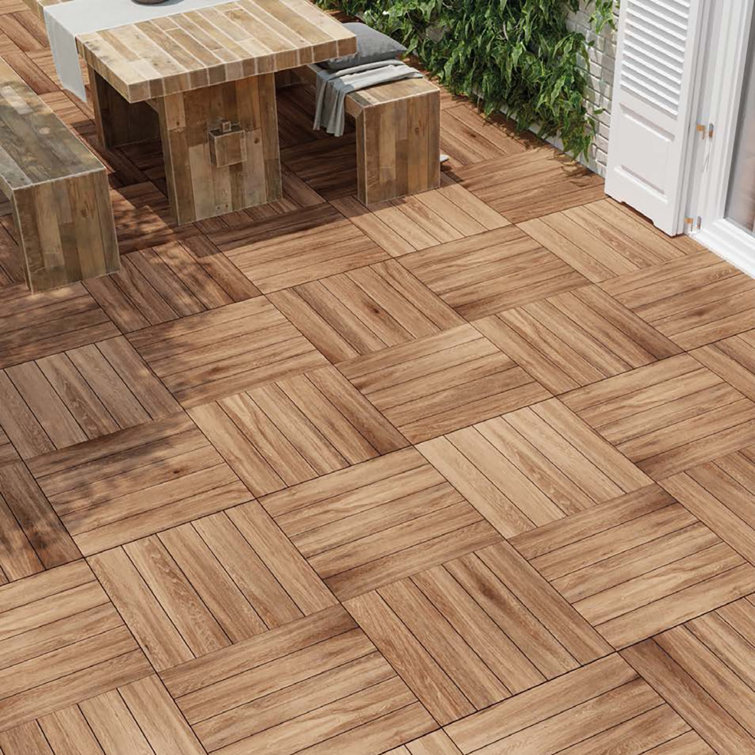 24" x 24" Matte Oak Porcelain Wood Look Tile
