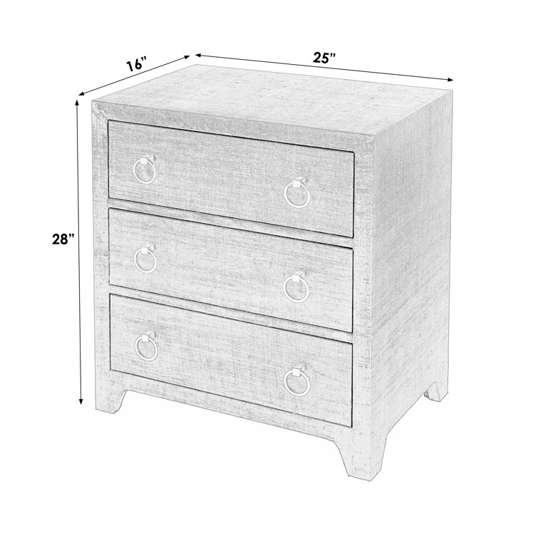 Bar Harbor Hand-Woven Natural Raffia 3-Drawer Chest