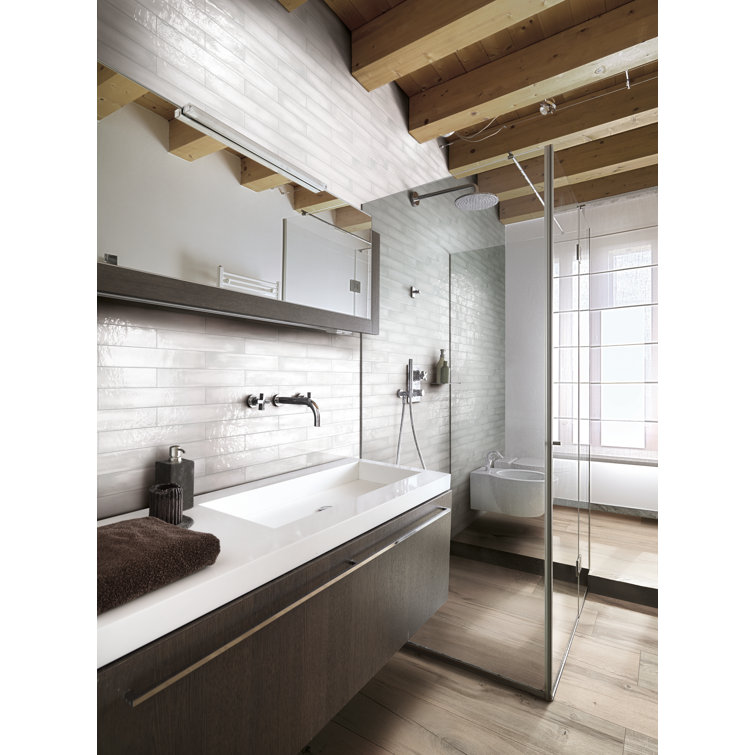 Teva 3" x 16" Glossy Gray Porcelain Subway Tile