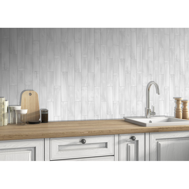 Thames 3" x 12" White Satin Ceramic Subway Wall Tile