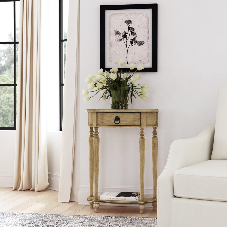 Ashby Antique Beige Demilune Console Table with Storage