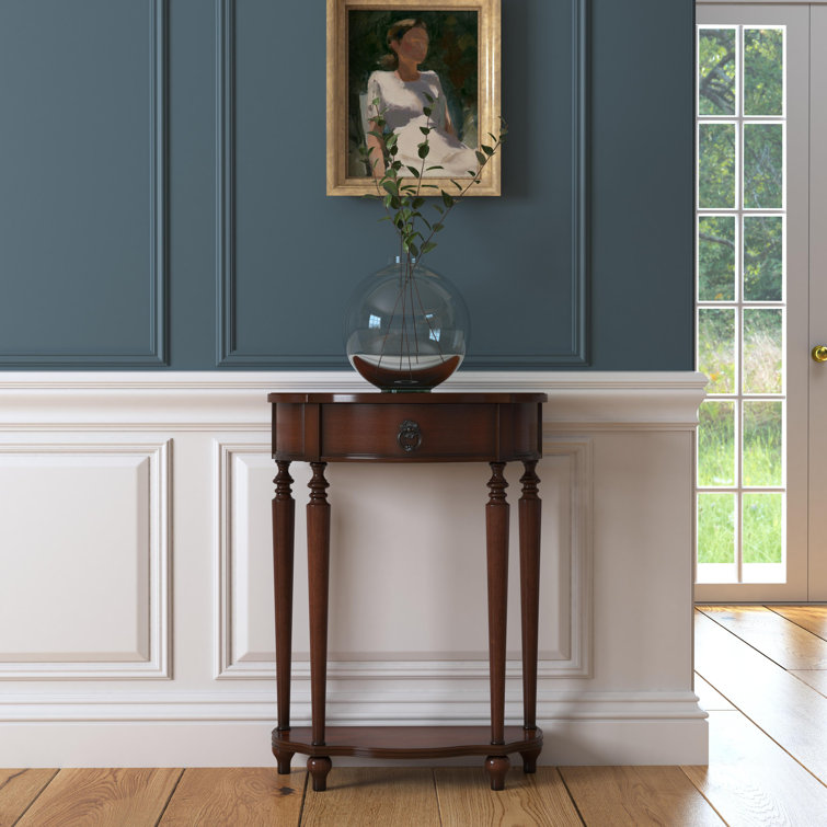 Ashby Light Cherry Demilune Console Table with Storage