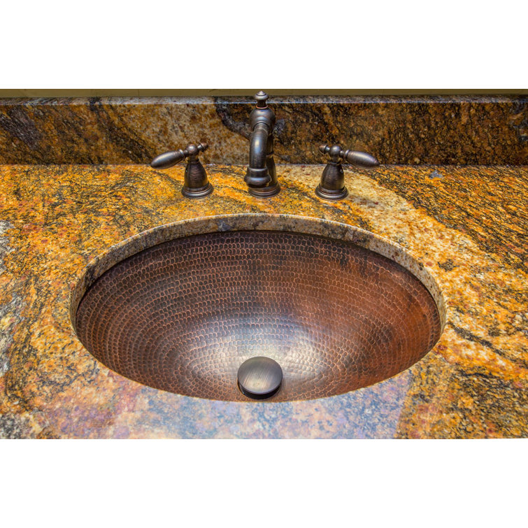 19" Oval Oil Rubbed Bronze Hammered Copper Bathroom Sink