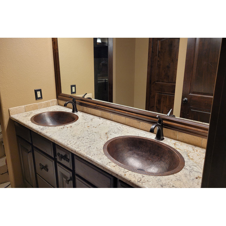 19" Oval Oil Rubbed Bronze Hammered Copper Bathroom Sink