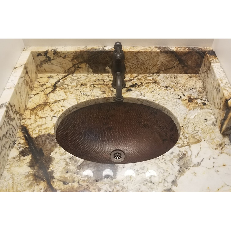 19" Oval Oil Rubbed Bronze Hammered Copper Bathroom Sink