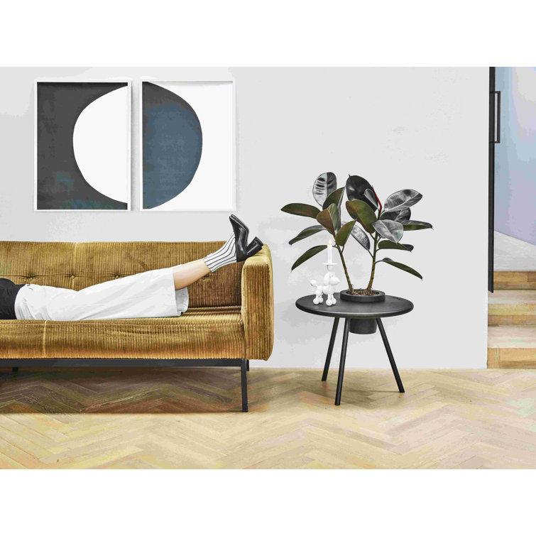 Bakkes Round Light Gray Metal Planter Side Table