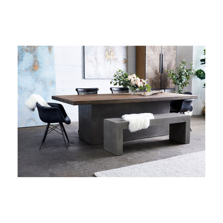 Brinlie Modern 55'' Grey Fiber-Reinforced Cement Outdoor Bench