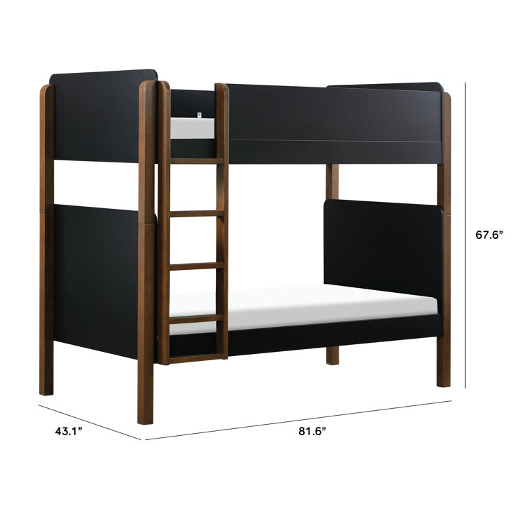 TipToe Twin Bunk Bed in Black and Natural Walnut Pine