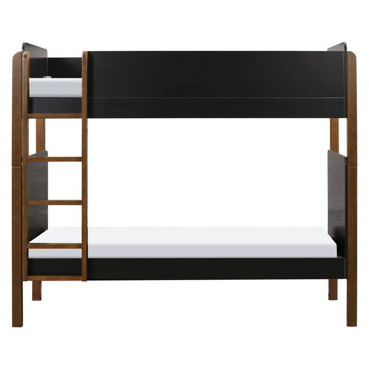 TipToe Twin Bunk Bed in Black and Natural Walnut Pine
