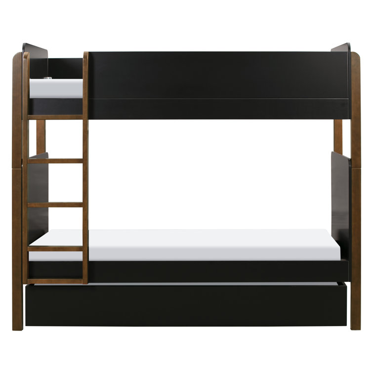 TipToe Twin Bunk Bed in Black and Natural Walnut Pine